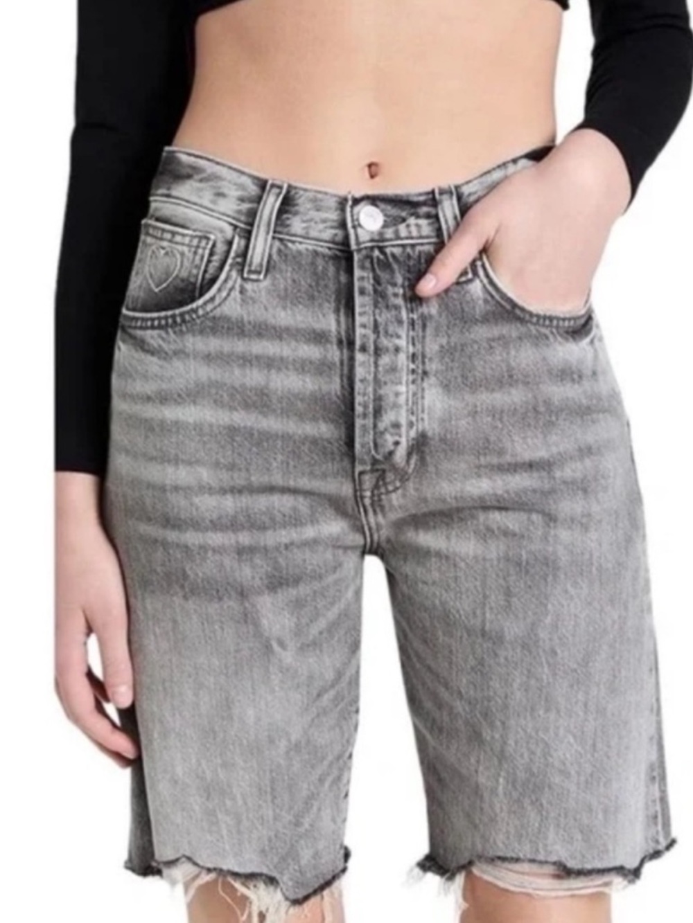 Seven for all mankind Easy James High-Rise Grey Washed Bermuda Jeans